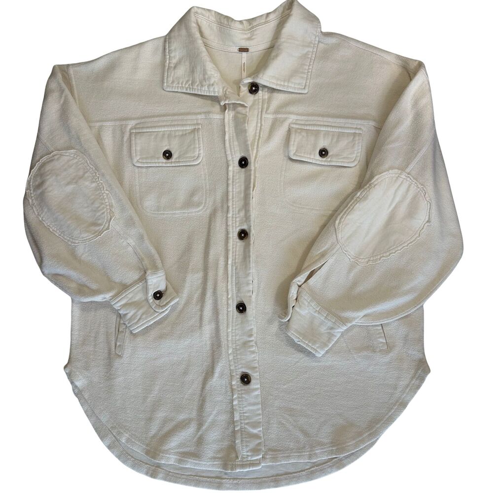 Free People Ruby Fleece Shirt Jacket Shacket Oversized Button Front Size S Small